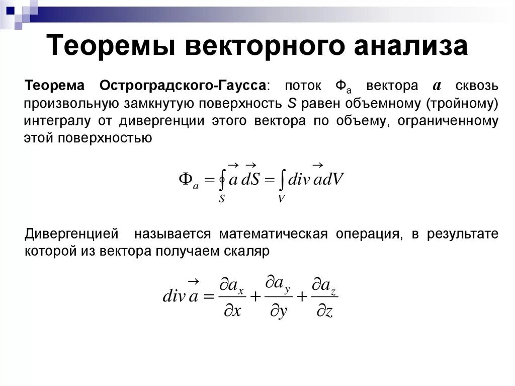 Теорема Остроградского-Гаусса формула. Теорема Гаусса матанализ. Теорема Остроградского Гаусса математика. Теорема Гаусса векторный анализ.