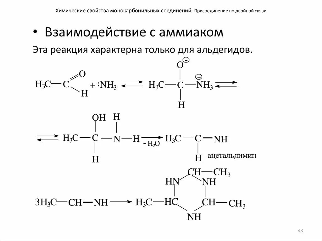 Взаимодействие альдегидов с аммиаком. Реакция альдегидов с аммиаком. Взаимодействие ацетальдегида с аммиаком. Альдегиды и кетоны с аммиаком. Реакция аммиака с уксусной