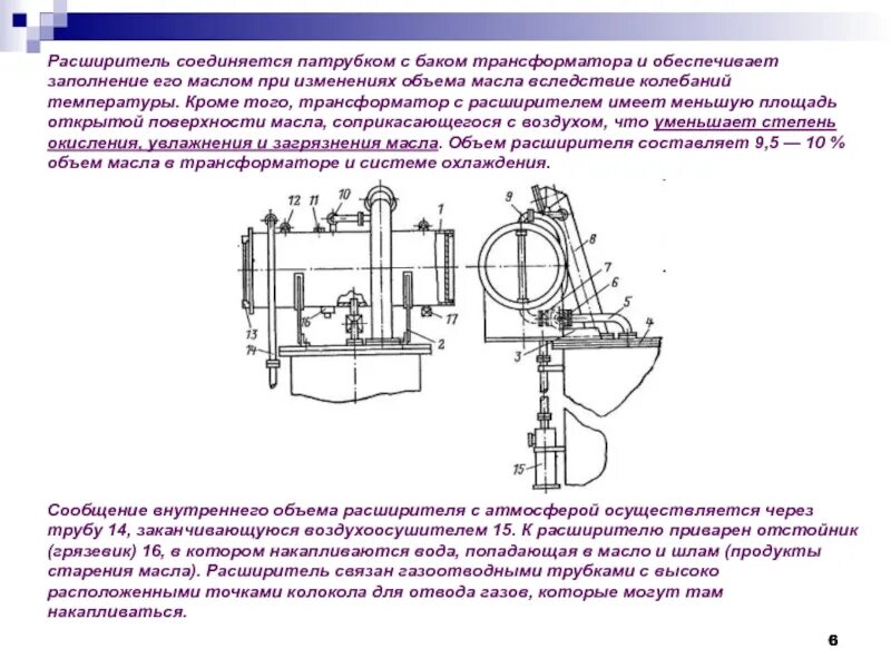 Масло внутри бака трансформатора. Объем расширителя трансформатора. Отстойник бака трансформатора. Расширитель трансформатора