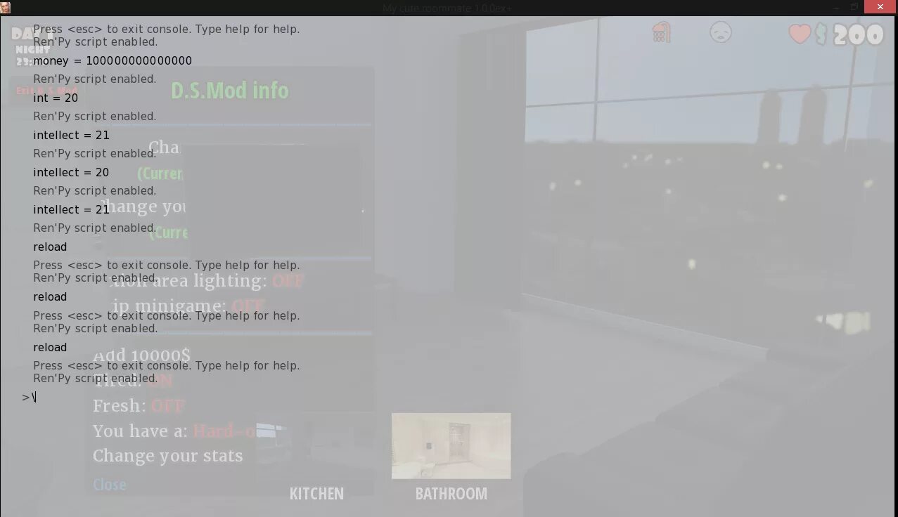 My cute roommate 2 читы. Консольные команды renpy. Roommate чит коды игра.
