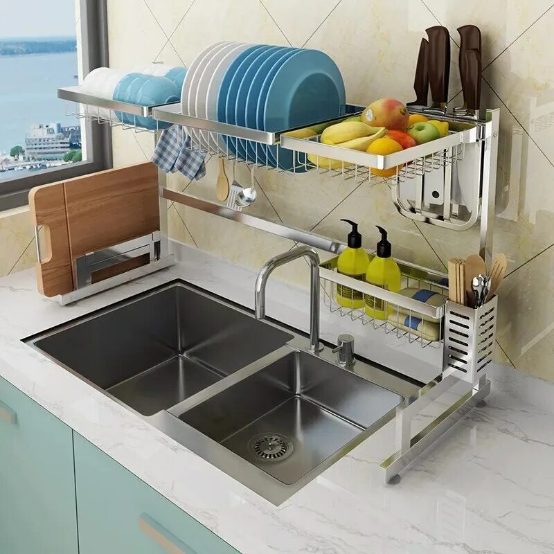 Сушилка для посуды над раковиной стейнлесс стил. Сушилка для посуды kitchen rack. Сушка над мойкой. Органайзер для посуды. Сушилка для посуды над раковиной на кухне.