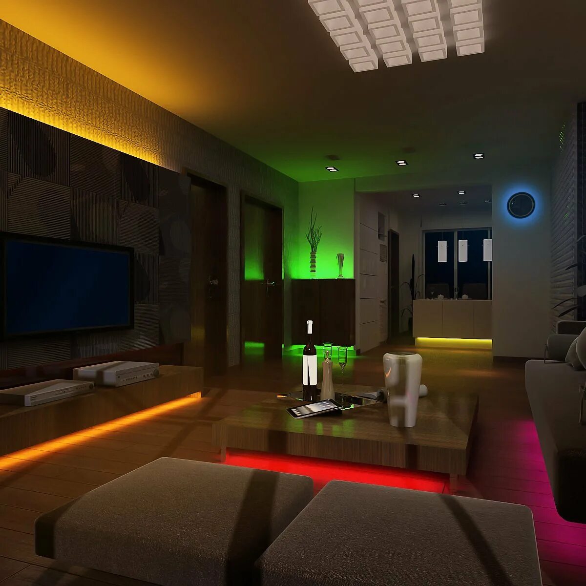 Необычное освещение комнаты. Точечное освещение в гостиной. Идеи освещения. Светодиодная лампа в комнате. Декоративная подсветка комнаты.