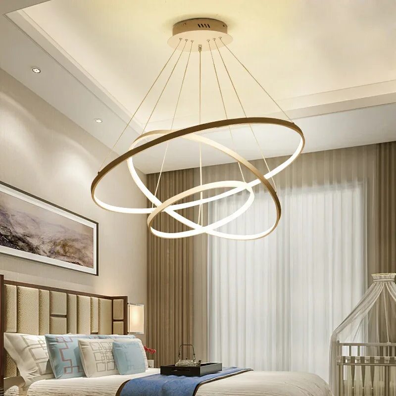 New Led Aluminum Acrylic Chandeliers Led Home Living Room Bedroom Restaurant Lig