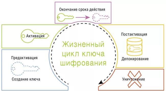 Жизненный цикл криптографических ключей. Жизненный цикл ключа в криптографии. Жизненный цикл программы шифрования.