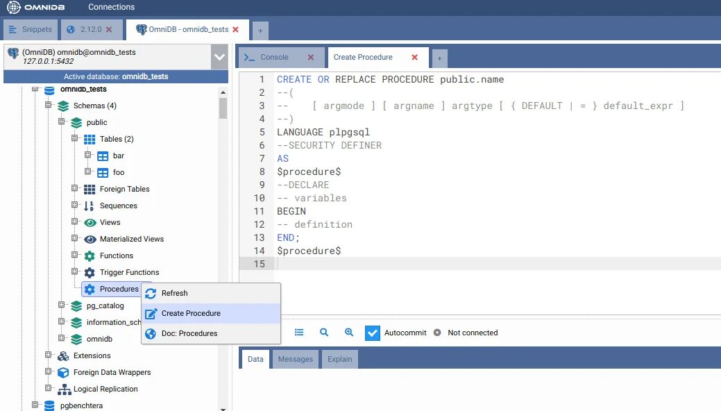 Postgresql variables. OMNIDB POSTGRESQL. Create procedure POSTGRESQL. Триггеры POSTGRESQL. POSTGRESQL create.