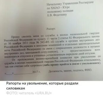 Рапорт росгвардии