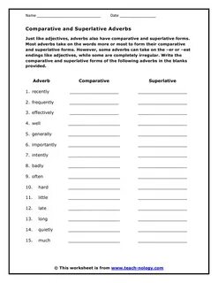 Comparative and superlative adverbs exercises
