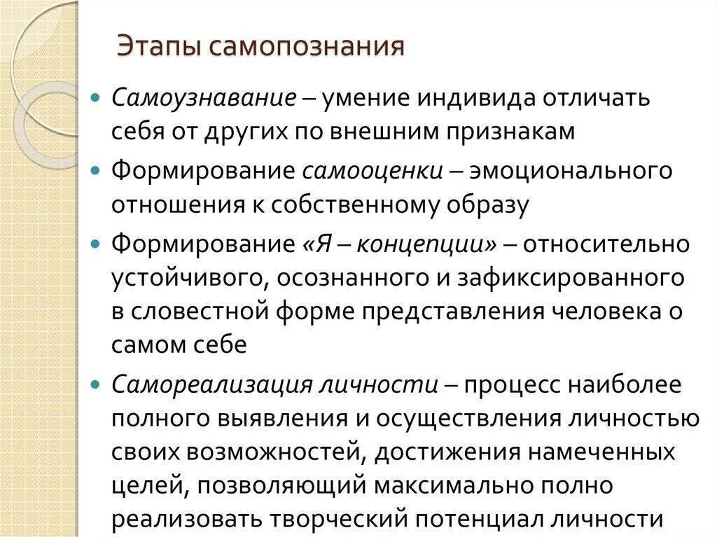 Процесс самопознание индивида пример. Этапы самопознания. Этапы процесса самопознания. Самопознание это в психологии. Этапы(стадии) самопознания.