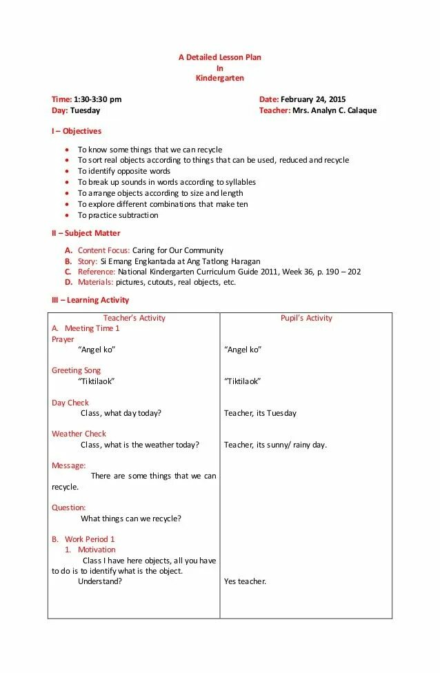 Lesson detail. Lesson plan for kindergarten. lesson plan for kindergarten english. teaching plan for kindergarten. subtraction objectives lesson plan for preschool teachers.