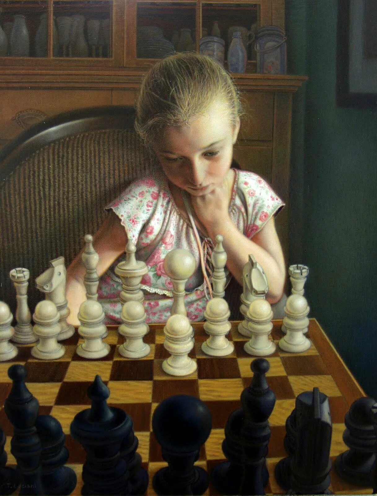 Джон Лавери шахматистки. Девочка играет в шахматы