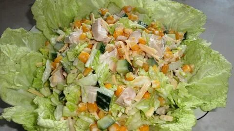 Салат пекинская капуста курица сыр кукуруза
