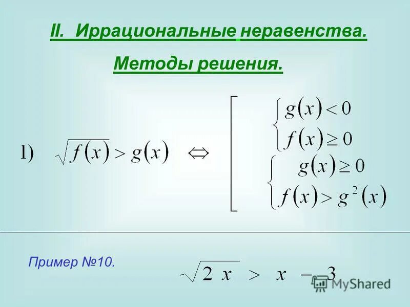 Любых 10 неравенств. Алгоритм решения иррациональных неравенств. Схемы решения иррациональных неравенств. Методы решения иррациональных неравенств 10 класс. Формулы способы решения иррациональных неравенств.