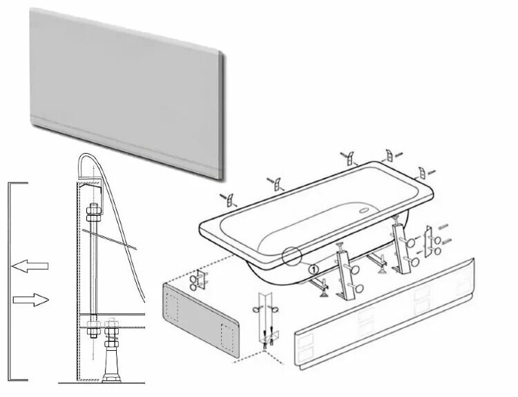 Кронштейн крепления экрана для ванны Riho. Фронтальная панель Нерея 170 крепежи. Ванна бас крепление экрана. Торцевая боковая панель для ванны Riho 70x57.