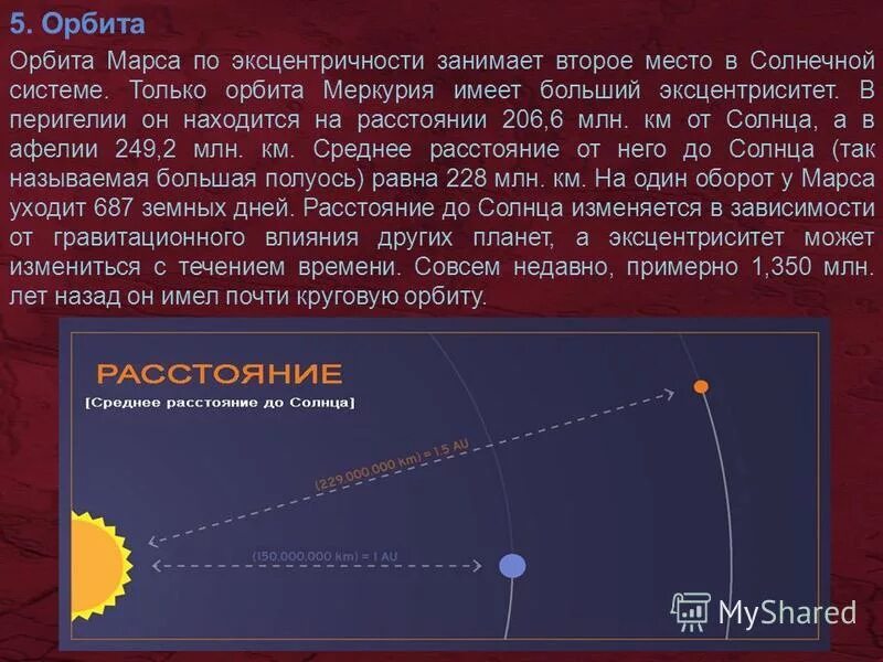 Орбита планеты марс. Эксцентриситет орбиты Марса. Большая полуось орбиты Марса. Эксцентриситет орбиты Меркурия. Меркурий перигелий и афелий.