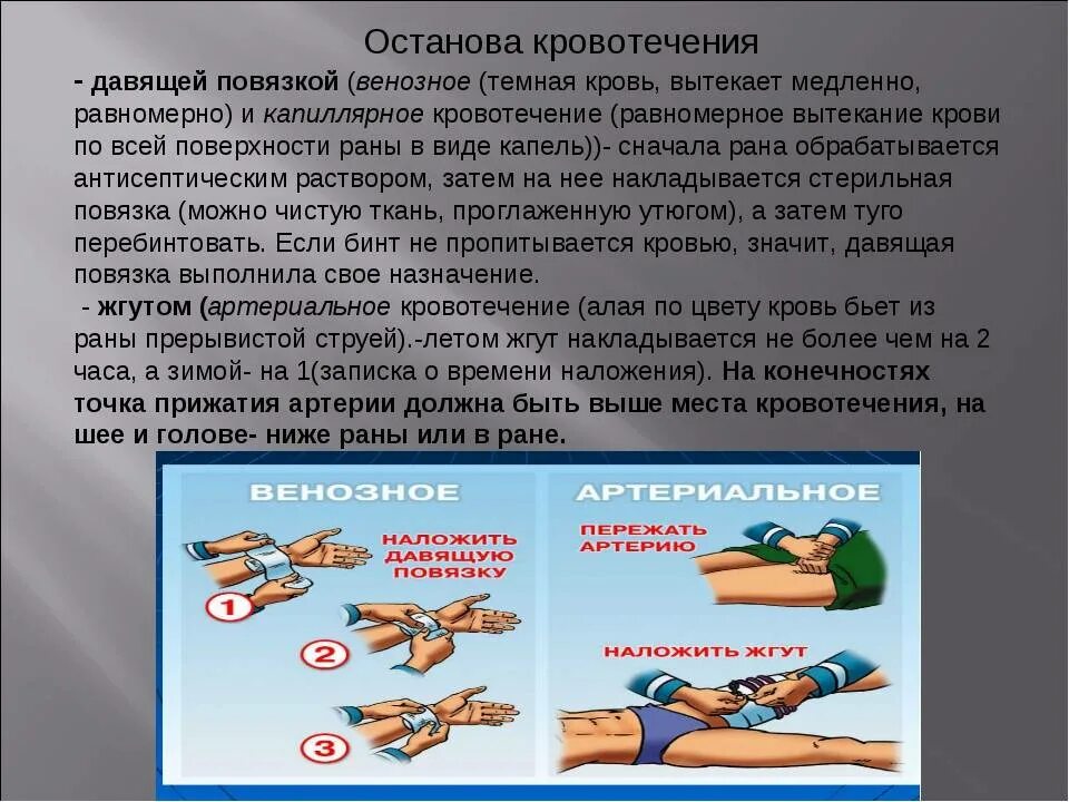 Пдд при ранении