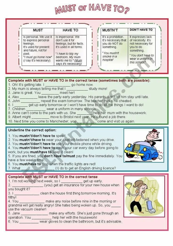 Have to don t have to grammar. Must have to упражнения worksheets. must have to worksheets. must have to для детей. have to has to упражнения.
