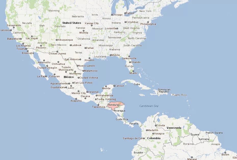 Страна Гондурас на карте. Гондурас где находится Страна на карте.