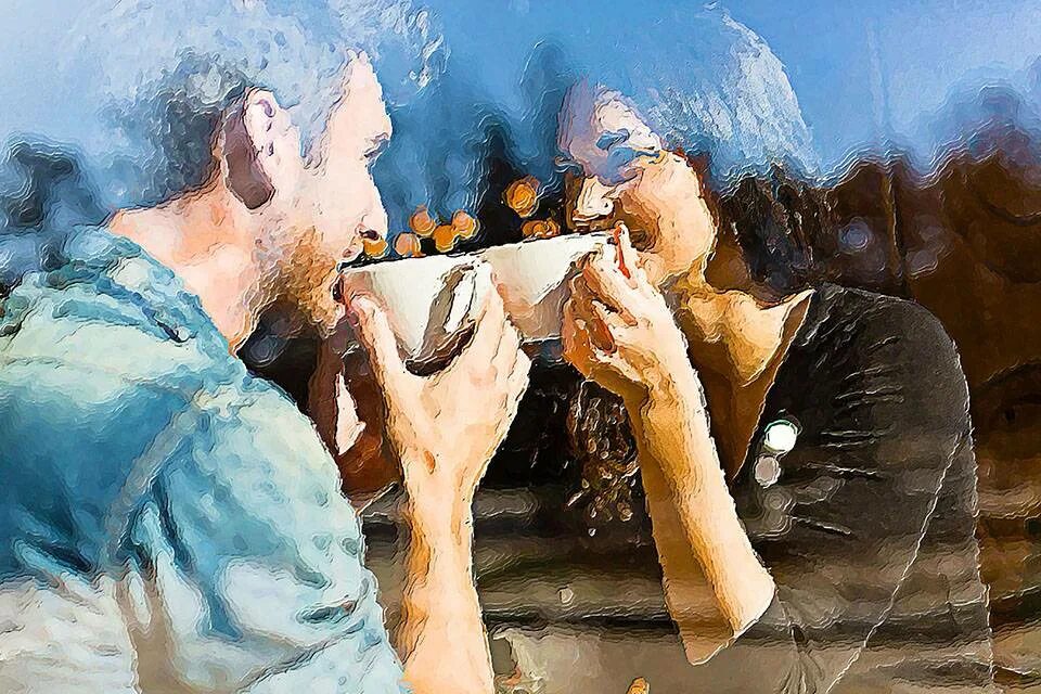 Поговорить по душам. Мужчина и женщина пьют чай. Пара пьет кофе. Мужчина и женщина пьют кофе. Влюбленные пьют кофе.