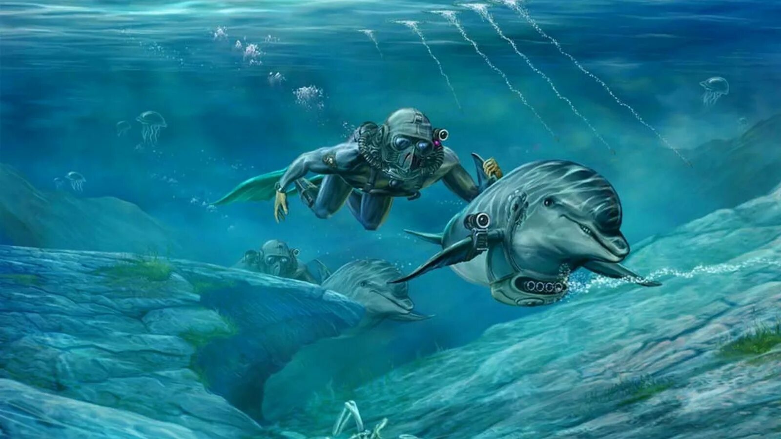 Дельфины террористы. Фантастический подводный мир. Боевые дельфины. Подводный мир фантастика. Подводный мир дельфины.