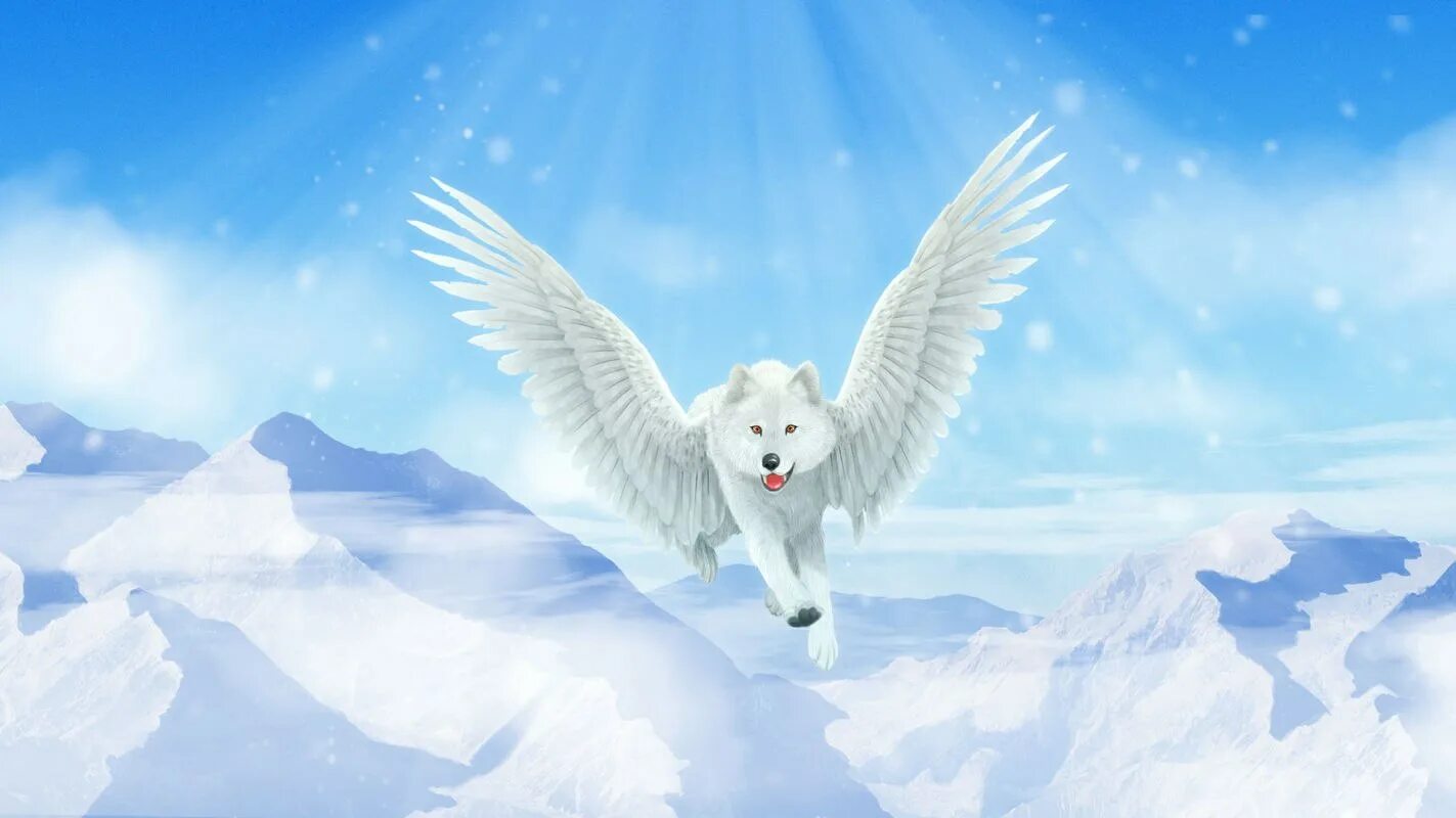 Облака крылатые. Симаргл Симуран. Собака Семаргл. Волк ангел. Белый волк с крыльями.