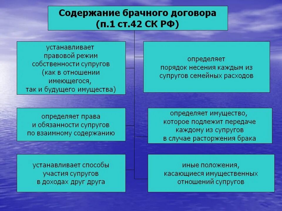 Элементы брачного договора