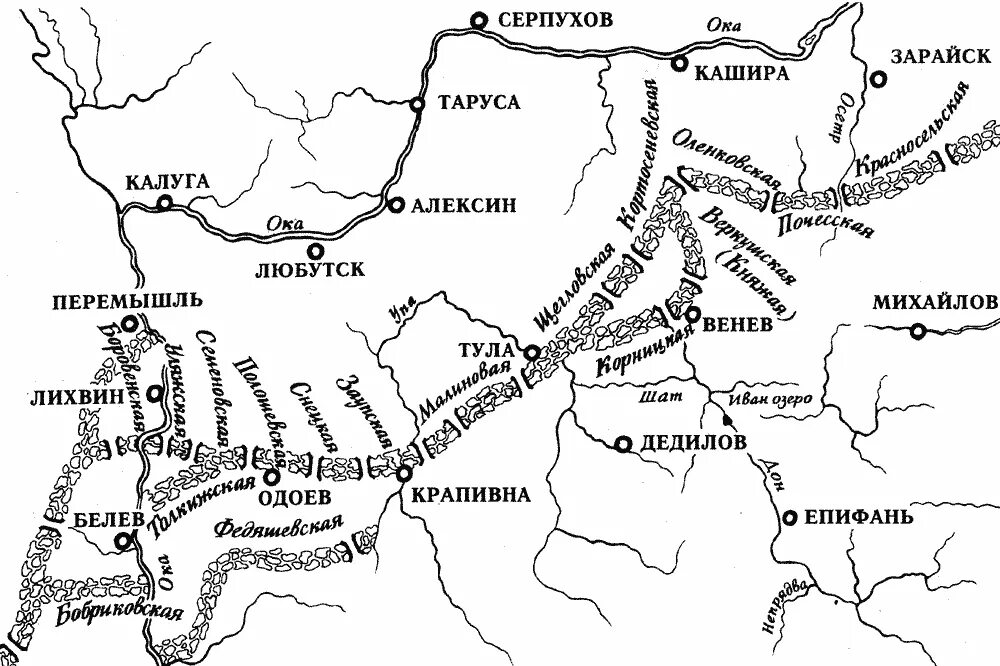 засечная черта московского государства карта. большая засечная черта в тульской области. засечная черта при михаиле романове. засечная черта при иване грозном карта. засечная черта при михаиле романове.