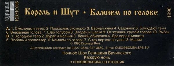 Слова камнем по голове король. Король и Шут камнем по голове. Камнем по голове Король и Шут слова. Король и Шут камнем по голове 1996. Симфония Король и Шут Казань Пушкинская карта.