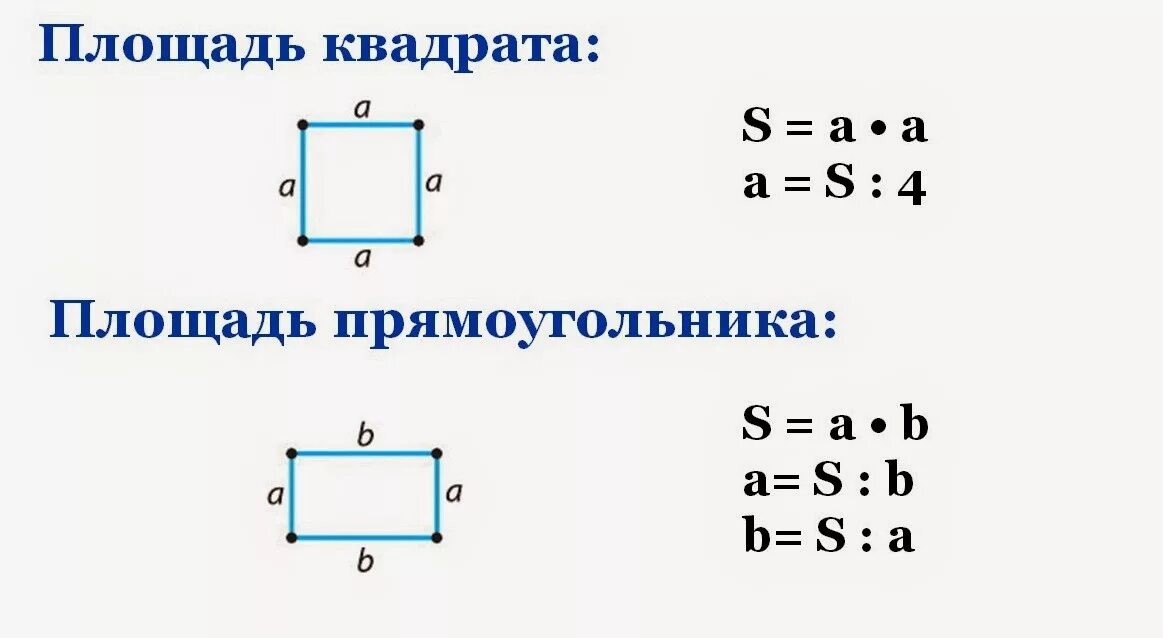 Нахождение площади прямоугольника квадрата 3 класс