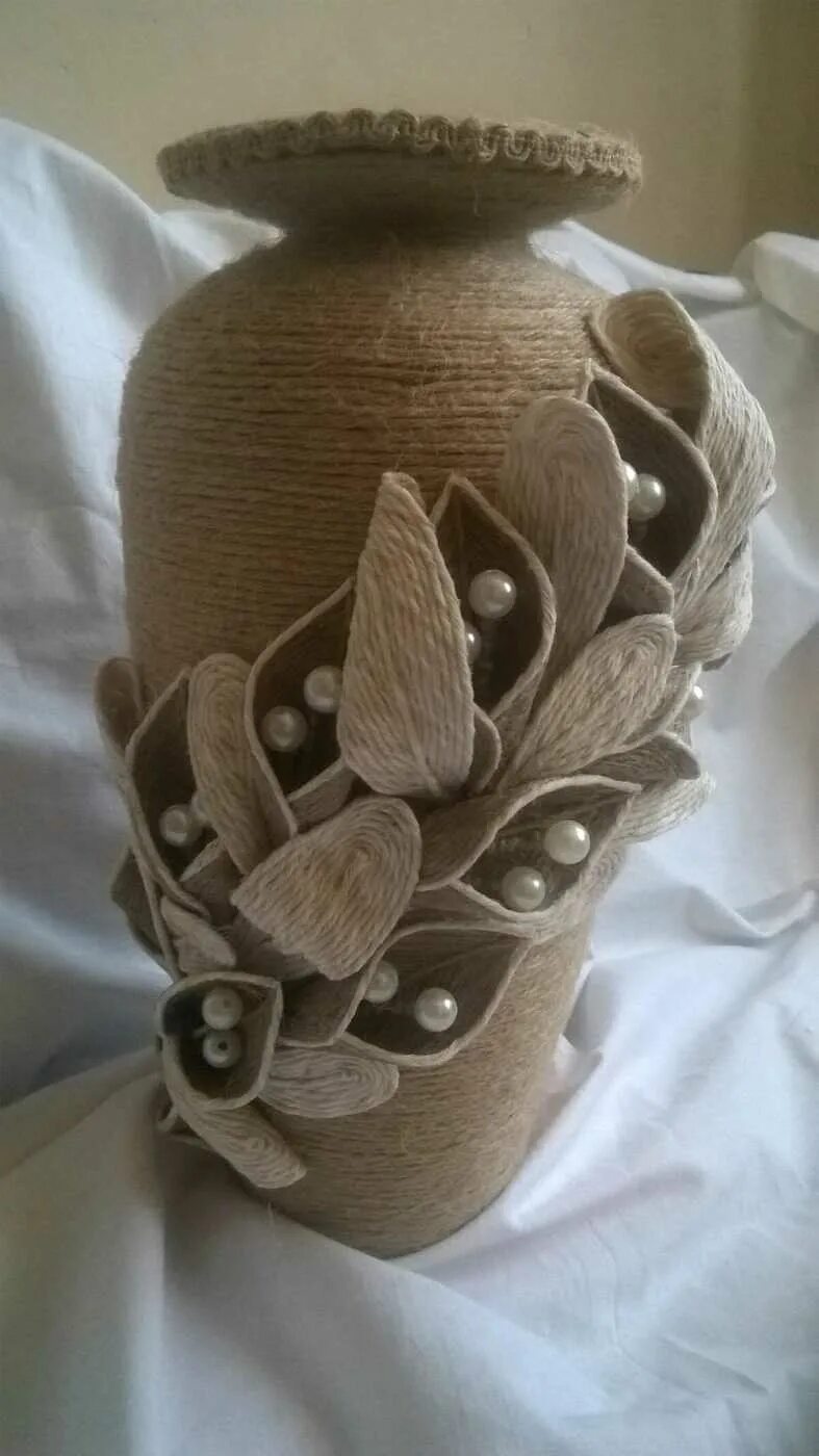 ваза из джута. ваза из джута. украшение вазы из джута. вазы из джута и мешковины. ваза из джута своими руками.