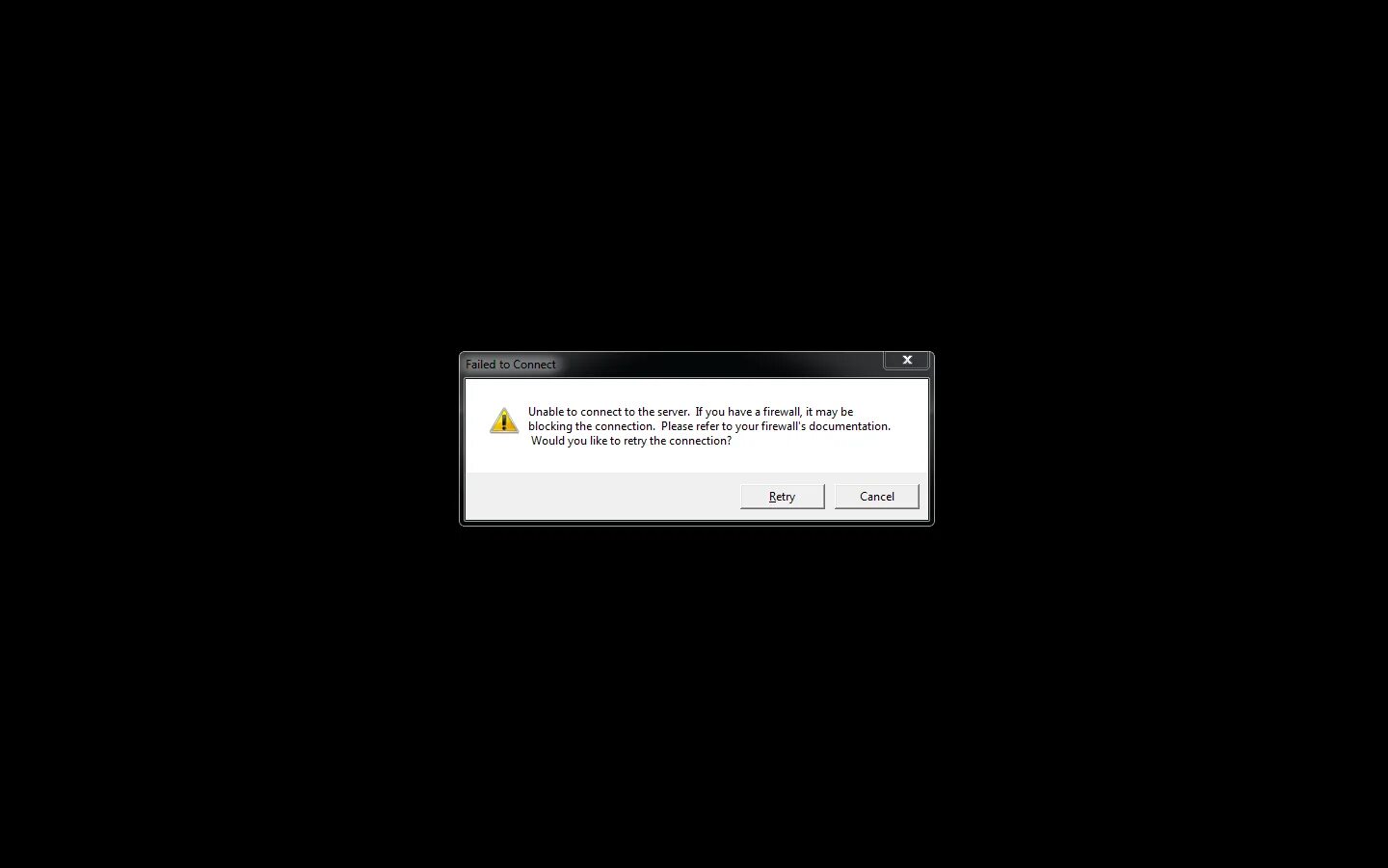 Connection failed after 2 retries. Failed to connect. failed to connect to server. unable. unable to connect to the server..