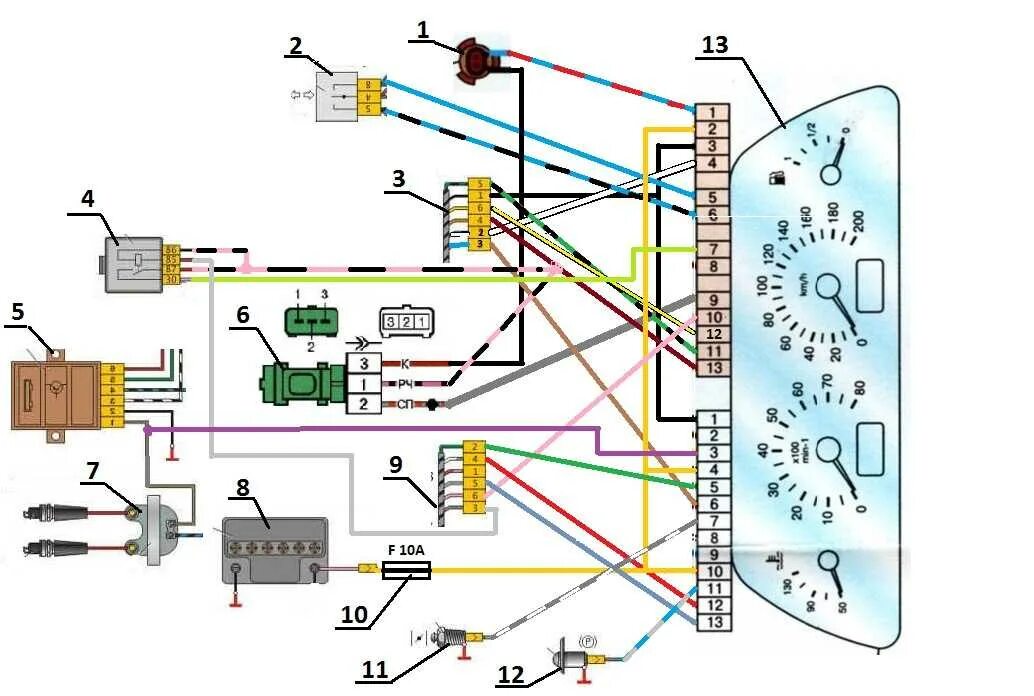 Проводка ваз 2114 инжектор 8 клапанов. Схема подключения приборной панели ВАЗ 2114. Схема подключения проводов ВАЗ 2114. Эл.схема ВАЗ 2114 инжектор. Электрическая схема ВАЗ 2114.