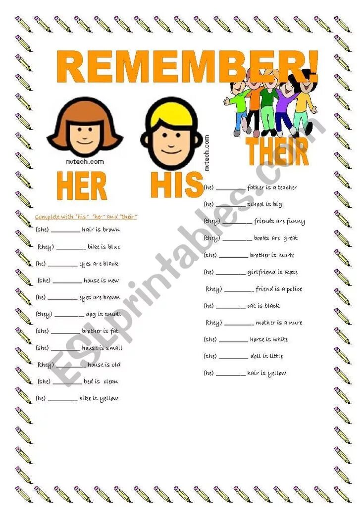 My friend and his her. His her Worksheets. His & hers. My his her for Kids. My his her our Worksheets.