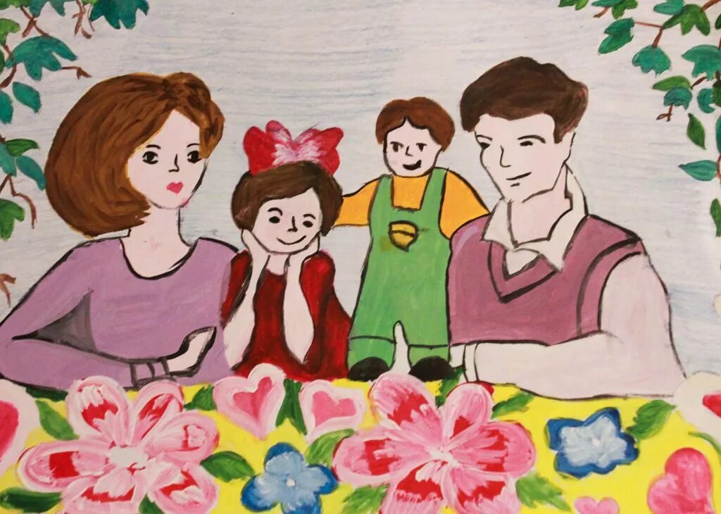 Мама семь дней. Рисунок моя семья. Рисунок на тему моя семья. Рисунок на день семьи. Семейные традиции рисунок.