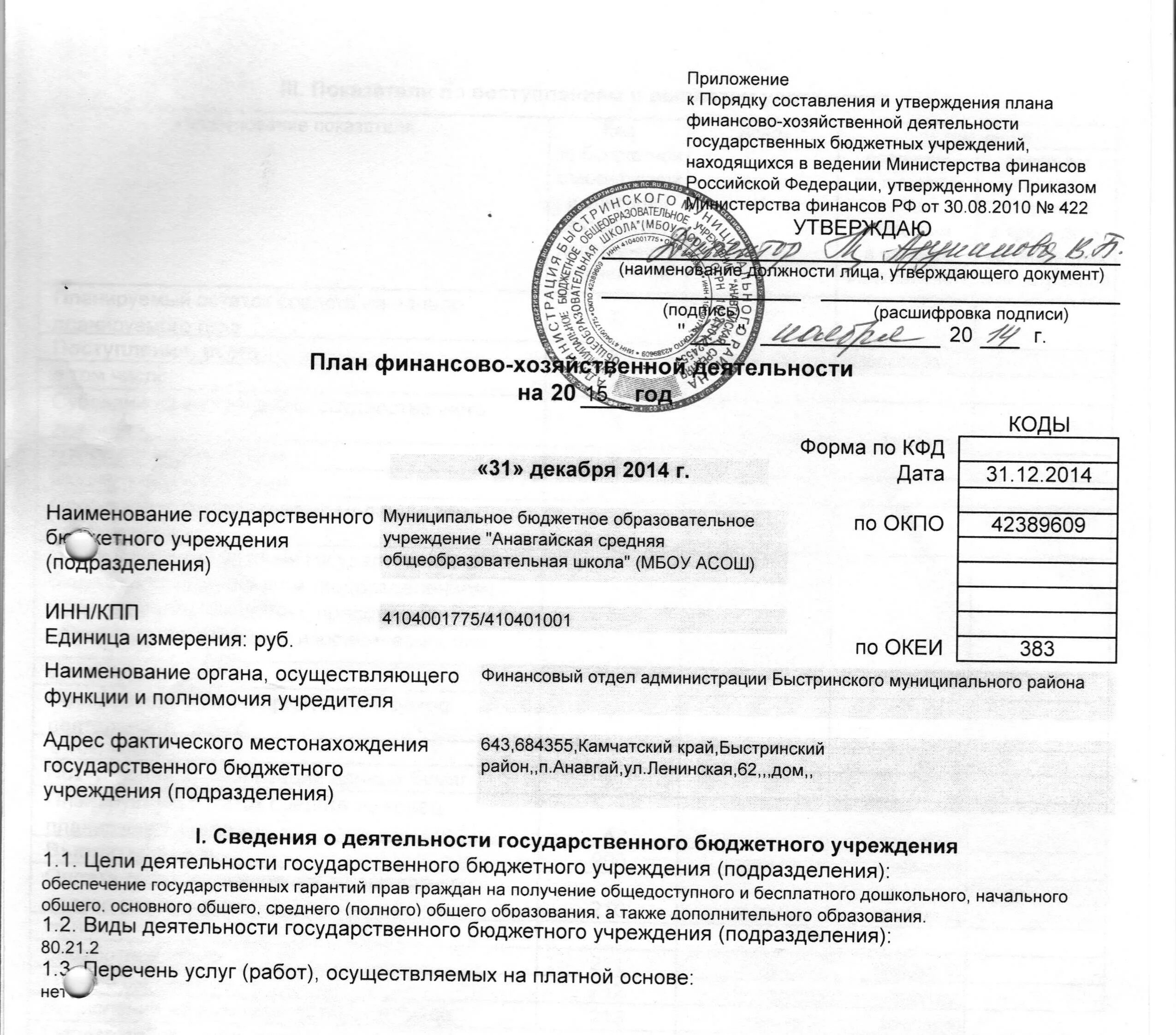 Акт проверки унитарного предприятия