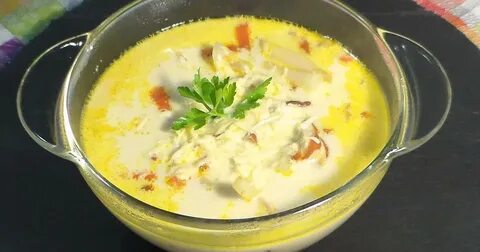 Суп с копченой грудкой и сыром