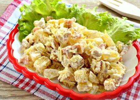 Как сделать салат ананас курица сыр