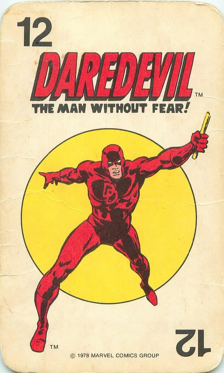 Man without me. Марвел 1978. daredevil man without fear. ретро супергерои. супергерои карточки.
