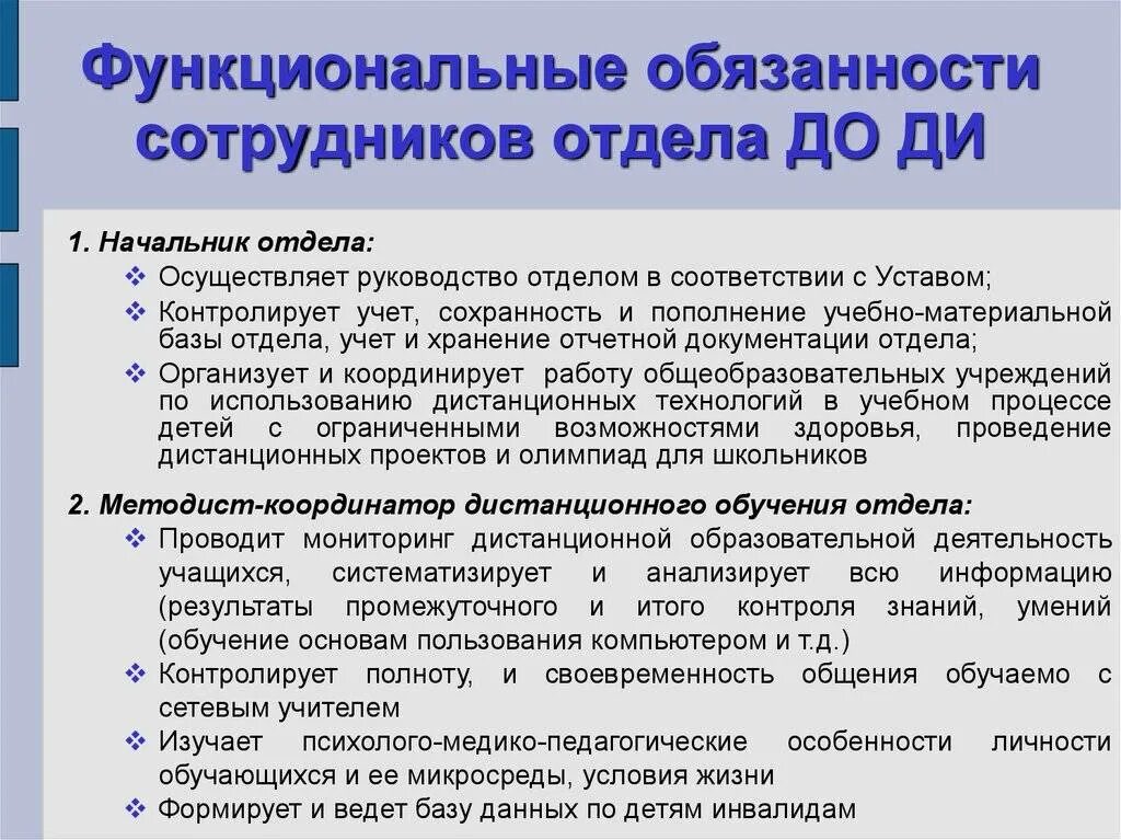 Программа должностных обязанностей