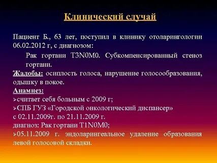 Клинический случай пациента