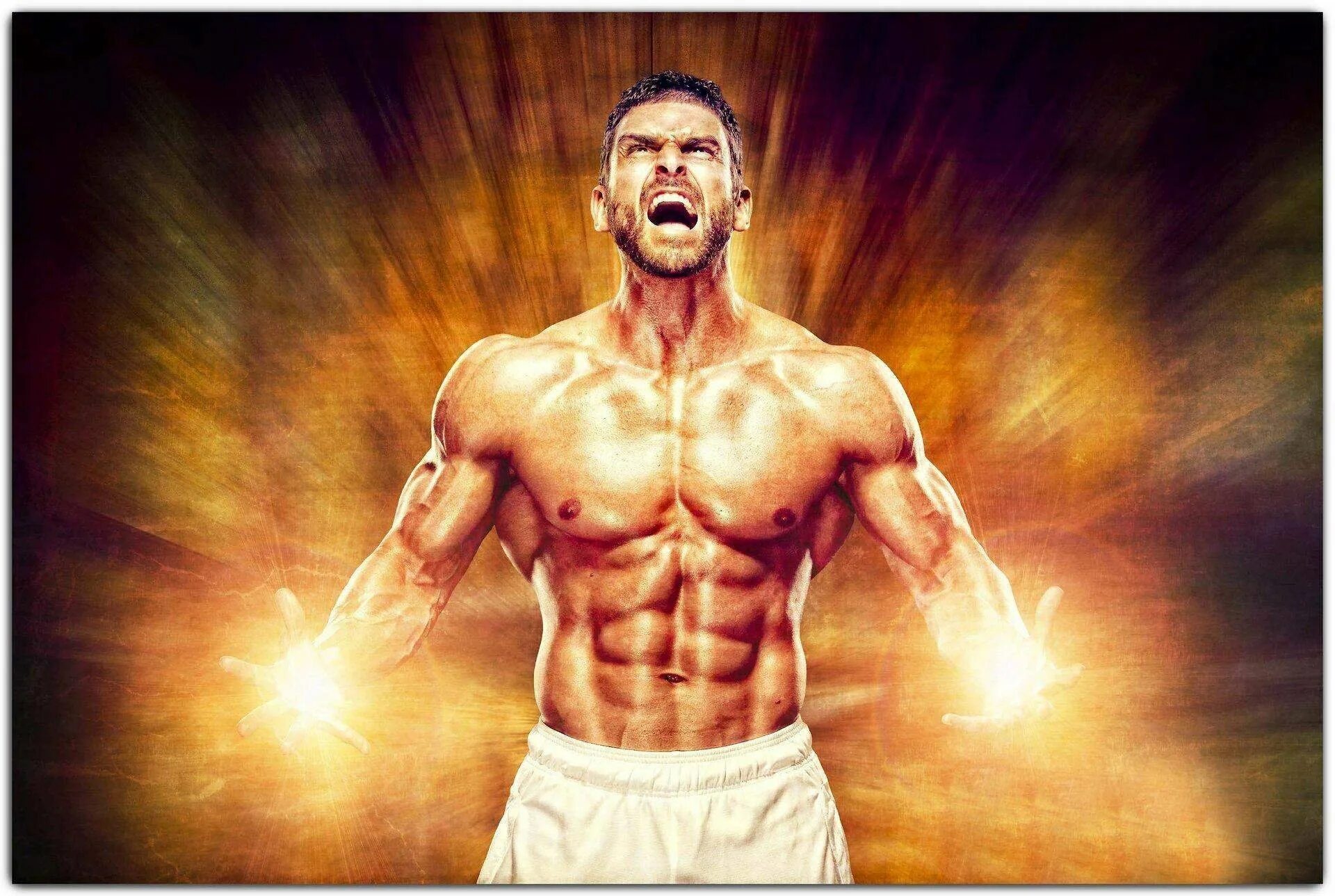 Сильные золотые руки. Спортсмен качок. Мощь и сила человека. Энергия мужчины. Мужская сила.