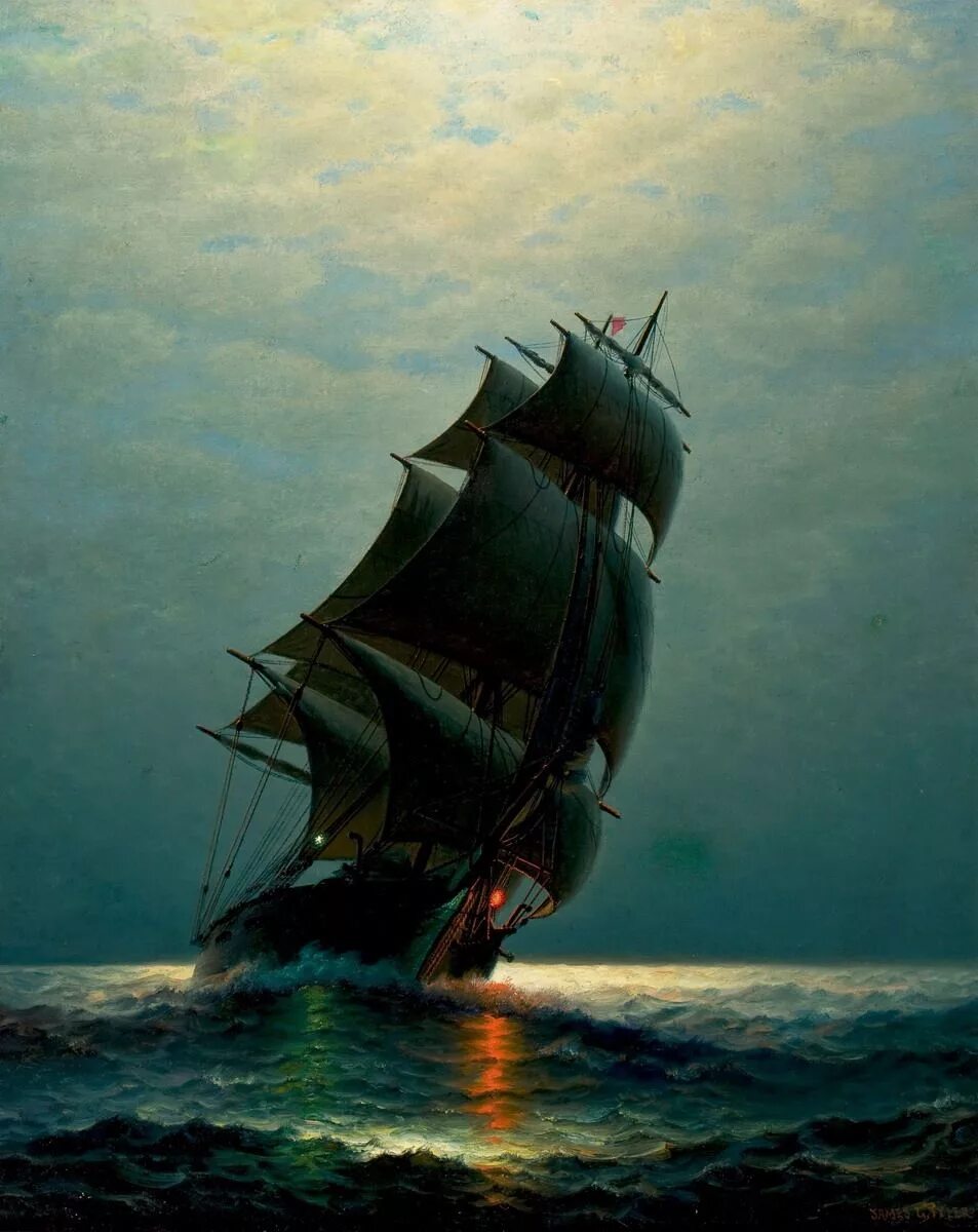 Парус пиратского корабля. James gale tyler. парусник сиберд. парусные корабли пиратов картины художников маринистов. старинные корабли.