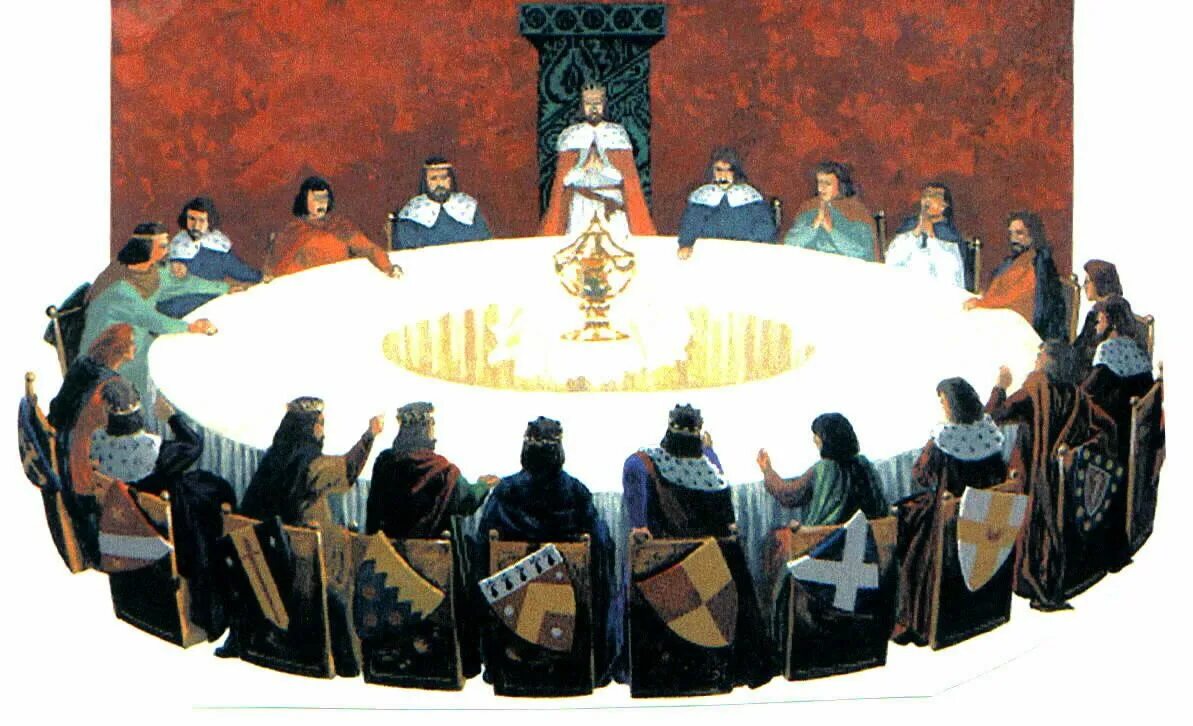 Глава круглого стола. Грааль Рыцари круглого стола. Круглый стол короля Артура. Святой Грааль и Рыцари круглого стола.