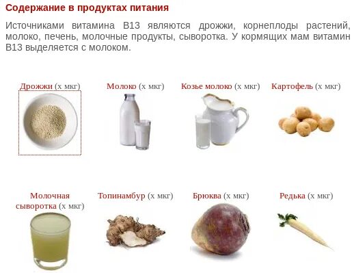 Продукты содержащие дрожжи. Оротовая кислота в продуктах. Витамин б13 где содержится. Витамин в13 где содержится. Б 13 в продуктах