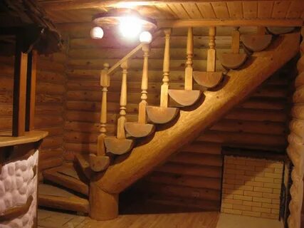 Винтовая лестница из бревна (77 фото) .