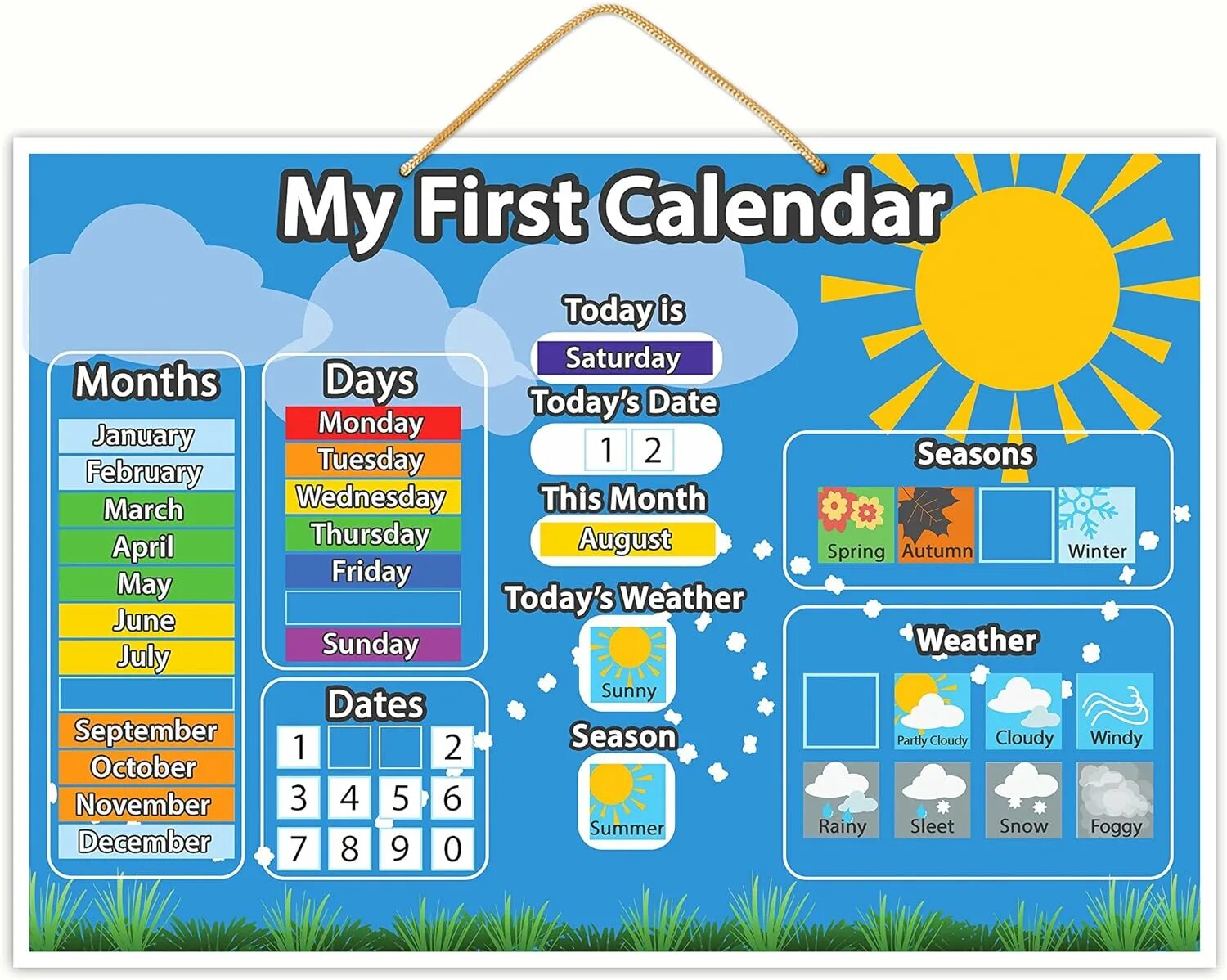 Календарь на английском для детей. My first Calendar. My first Calendar шаблон. Weather плакат. The first month of the year