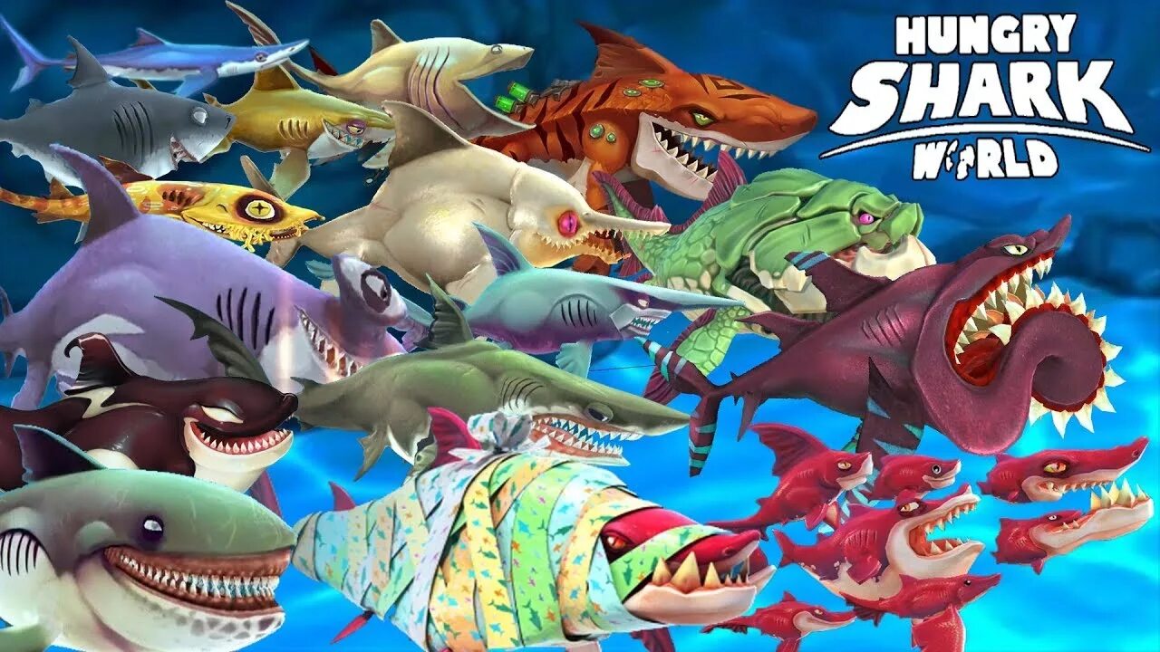 Hungry shark world взлоmанную. Рифовая акула Хангри Шарк. Акула Бегемот Хангри Шарк. Акула злодей hungry Shark. Рыбы из игры Хангри Шарк.