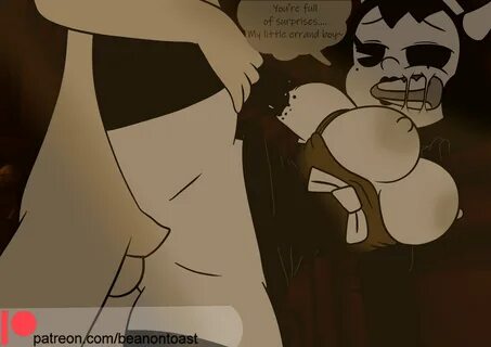against wall beanontoast bendy and the ink machine big breasts bowtie dress...