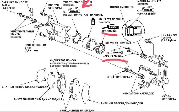 Как правильно ставить направляющие суппорта. Схема заднего тормозного суппорта хонда джаз 2005. передний суппорт киа рио 3 схема. honda fit gd 1.3 цилиндр заднего суппорта. скоба заднего суппорта honda fit gd1.