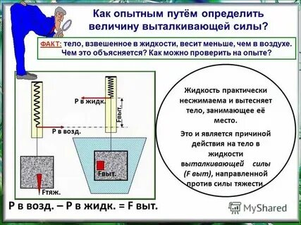 Сравните выталкивающие силы