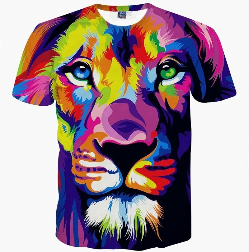 Принт d. Мужская футболка 3d lion l. футболка с ярким принтом. принт на футболку. яркие принты.